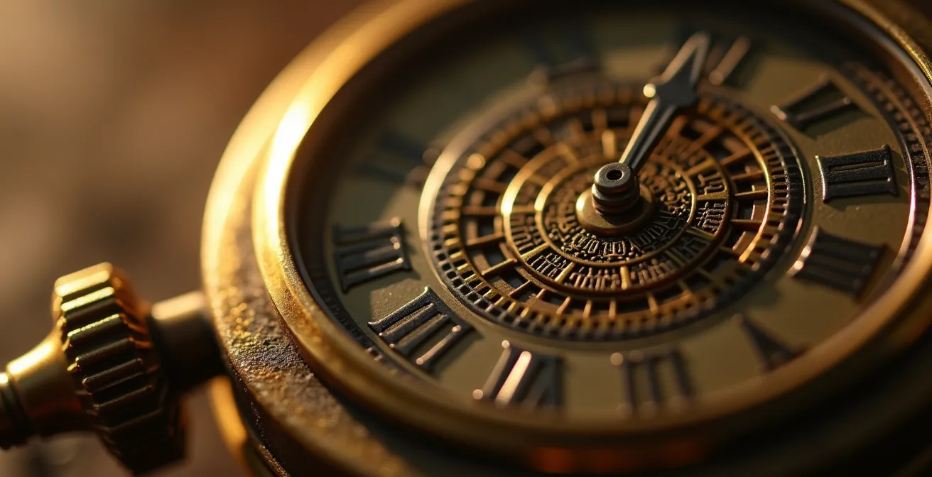 Détail macro d'un chronomètre vintage avec effet de mouvement